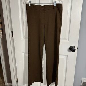 Betabrand Classic Boot Cut Dress Pant/Yoga Pant, size L, brown/black V pattern